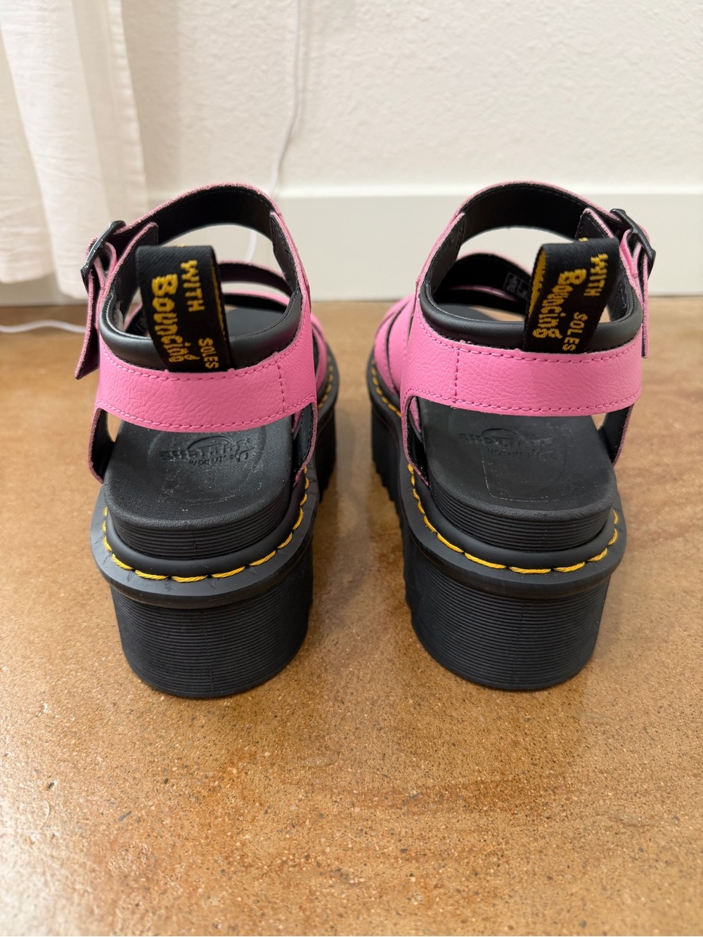 Dr. Martens Blaire Quad Platform Sandals Pink Leather Women’s US 8 EU 39 - Picture 5 of 9